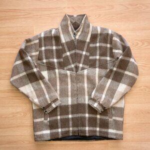 Incalpaca TPX ALPACA Superfine Checked Men's Full Zip Jacket, Size L